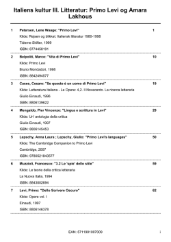Italiens kultur III. Litteratur: Primo Levi og Amara Lakhous