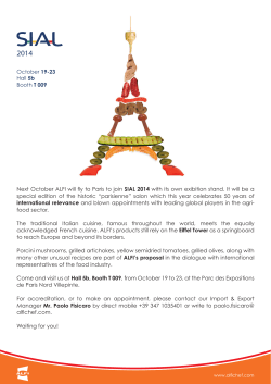 Next October ALFI will fly to Paris to join SIAL 2014 with its