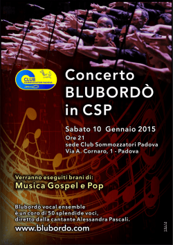 Grande concerto in CSP 10 Gennaio ore 21.00