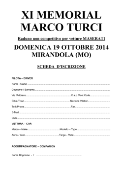 Iscrizione XI Memorial Marco Turci MASERATI