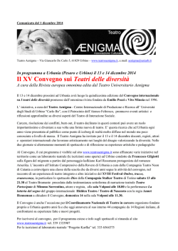 Il XV Convegno sui Teatri delle diversit&agrave;