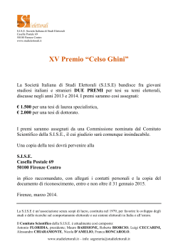 Bando XV Premio "Celso Ghini" - Società Italiana Studi Elettorali