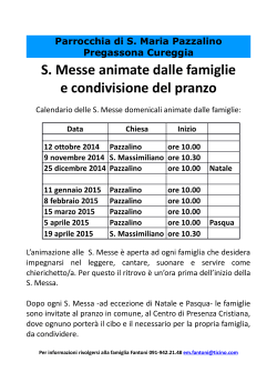 Calendario S. Messe 2014-2015 - Parrocchia Pazzalino Pregassona
