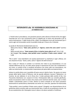INTERVENTO alla XV ASSEMBLEA