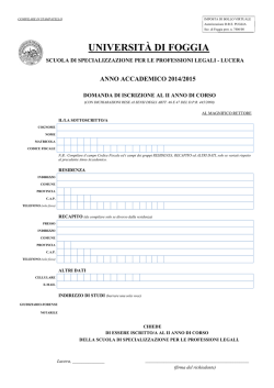 Domanda iscrizione II anno - Universit&agrave; degli Studi di Foggia