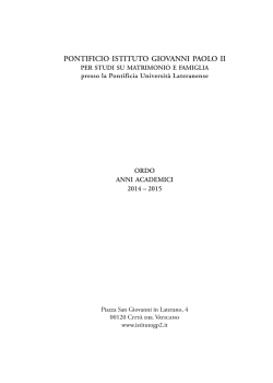 ORDO 2014-2015 - Pontificio Istituto Giovanni Paolo II per studi su