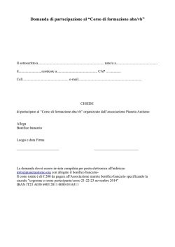 Domanda di partecipazione al &ldquo;Corso di formazione aba/vb&rdquo;