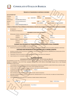 Fac-simile richiesta trascrizione sentenza di divorzio