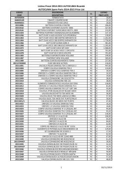 Listino ricambi 10/11/2014