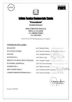 Documento 15 maggio classe 5 A corso Mercurio