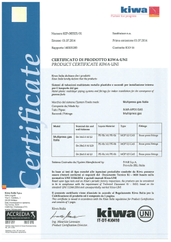 CERTIFICATO DI PRODOTTO KIWA-UNI