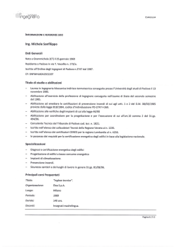 INFORMAZIONI E REFERENZE SOCI Ing. Michele Sanf&igrave;lippo
