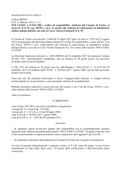 Codice DB2016 D.D. 21 febbraio 2014, n. 111 WM CLINIC LAVESS