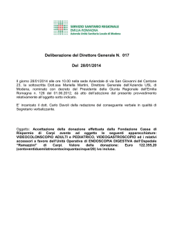 Deliberazione del Direttore Generale N. 017 Del 28/01/2014