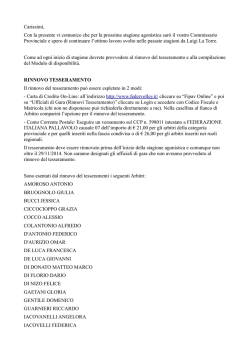 Carissimi, Con la presente vi comunico che per la prossima