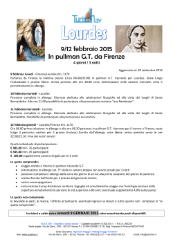 9/12 febbraio 2015 In pullman G.T. da Firenze