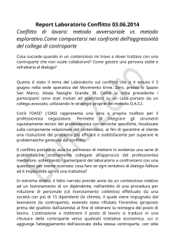 Report Laboratorio Conflitto 03.06.2014 Conflitto di lavoro: metodo