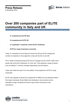 Over 200 companies part of ELITE community in Italy
