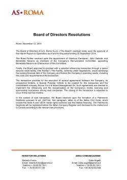 Board of Directors Resolutions