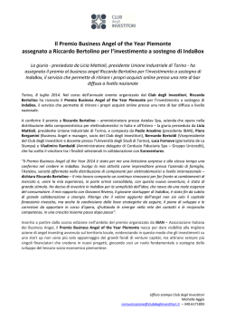 Il Premio Business Angel of the Year Piemonte a Riccardo Bertolino