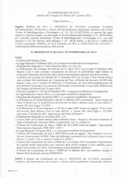 IL COMMISSARIO AD ACTA Segue decreto n. _ rapp.te p.t. Guarcini