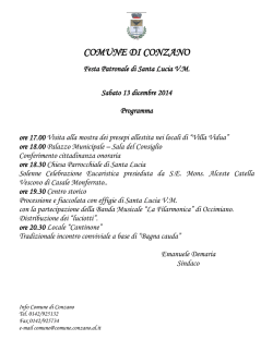 Programma della festa di Santa Lucia del 13/12/2014