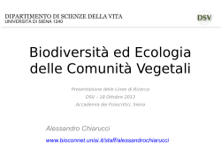 U.R. Biodiversità ed Ecologia delle Comunità