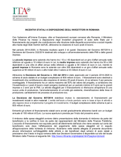 Incentivi statali a disposizione degli investitori in Romania