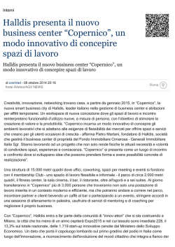 Halldis presenta il nuovo business center &ldquo;Copernico&rdquo;, un modo