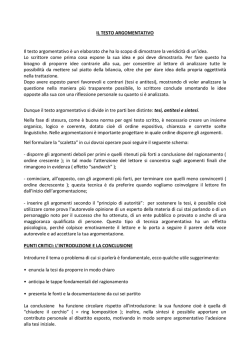 IL TESTO ARGOMENTATIVO Il testo argomentativo &egrave; un elaborato