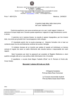 Incontro con i genitori degli allievi delle classi prime Liceo "ESTE"