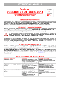 Istruzione tesseramento - Novit&agrave; stagione 2014/2015