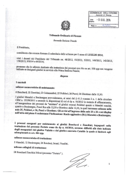 seconda sezione penale – calendario udienze luglio 2014
