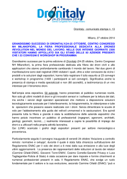Dronitaly - comunicato stampa n. 13 Milano, 27 ottobre 2014