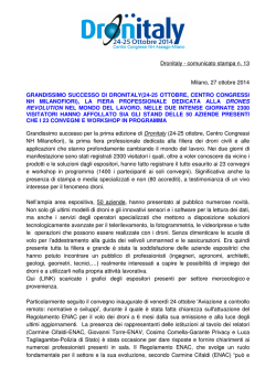 Dronitaly - comunicato stampa n. 13 Milano, 27 ottobre 2014