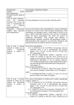 Insegnamento Antropologia e mediazione culturale Docente titolare