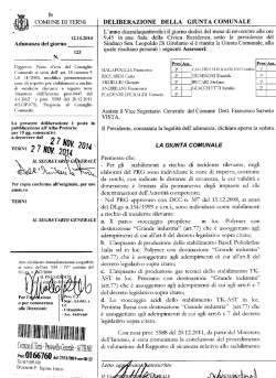COMUNE DI TERNI DELIBERAZIONE DELLA. GIUNTA COMUNALE