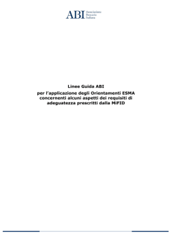 Linee guida ABI sugli Orientamenti Esma in tema di adeguatezza