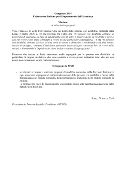 Mozione su istituzioni segreganti - Federazione Italiana per il