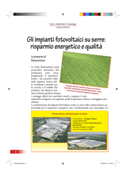 Gli impianti fotovoltaici su serre: risparmio energetico