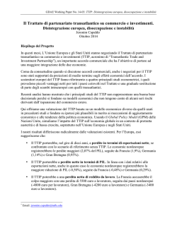 Il Trattato di partenariato transatlantico su commercio e investimenti.