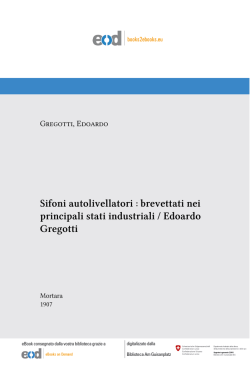 Sifoni autolivellatori : brevettati nei principali stati