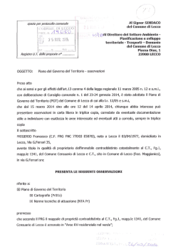 spazio per protocollo comunale 2 I I Al Signor SINDACO