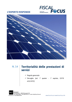 N. 14 Territorialità delle prestazioni di servizi