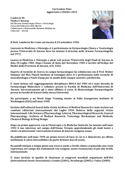 Curriculum Vitae Aggiornato a Ottobre 2014 Lamberto Re Medico