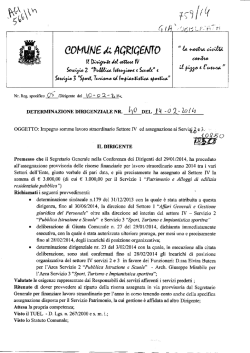 Impegno somme lavoro straordinario Settore IV ed assegnazione ai