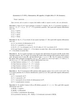 (7 CFU), Matematica, III appello, 2 Luglio 2014 (V. Di Gennaro).