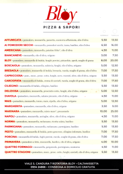 Menù - PIZZERIA BLOY