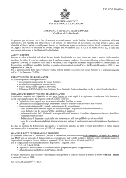 W P.P. COE 960428M - Segreteria di Stato per le Finanze e il Bilancio