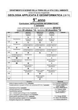 Orario I Anno A.I. (LM-74) - Campus Scientifico UniUrb